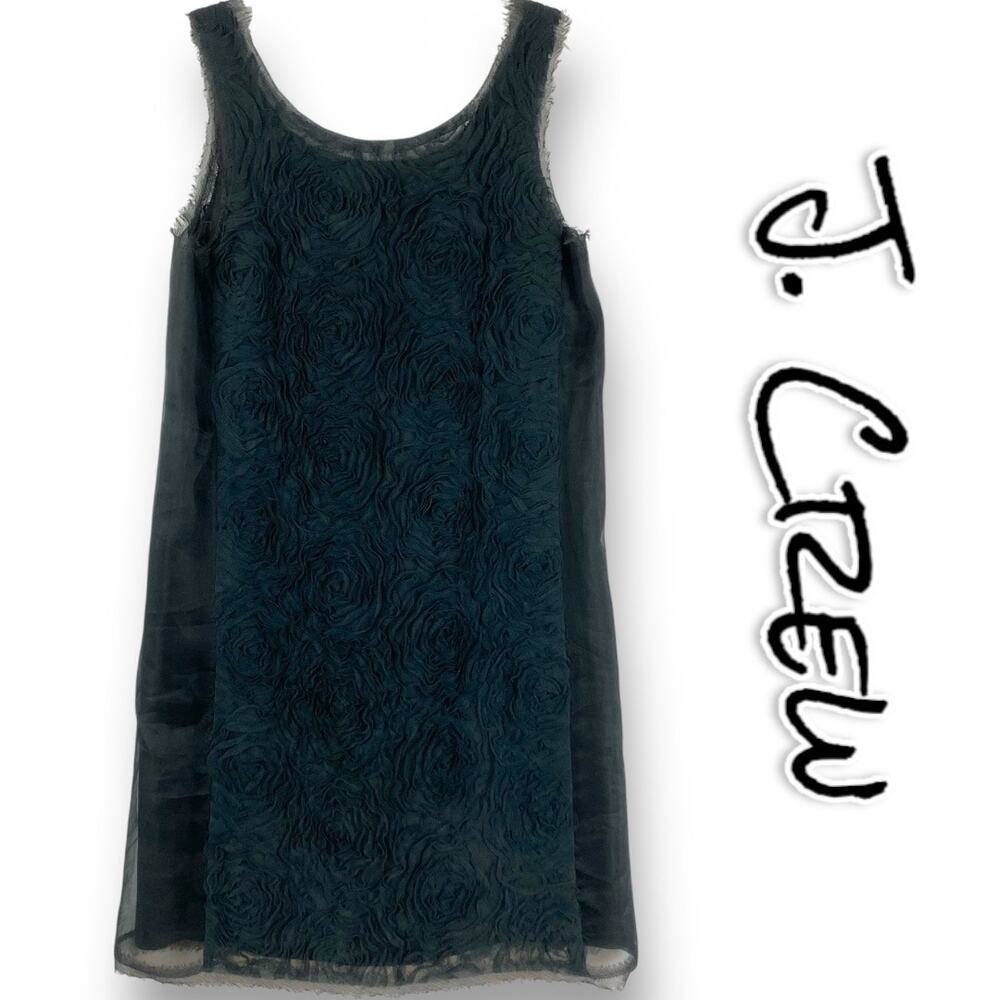 J Crew Gray Silk Organza Floral Cocktail Dress Shift Party Womens Size 0 - Picture 1 of 11